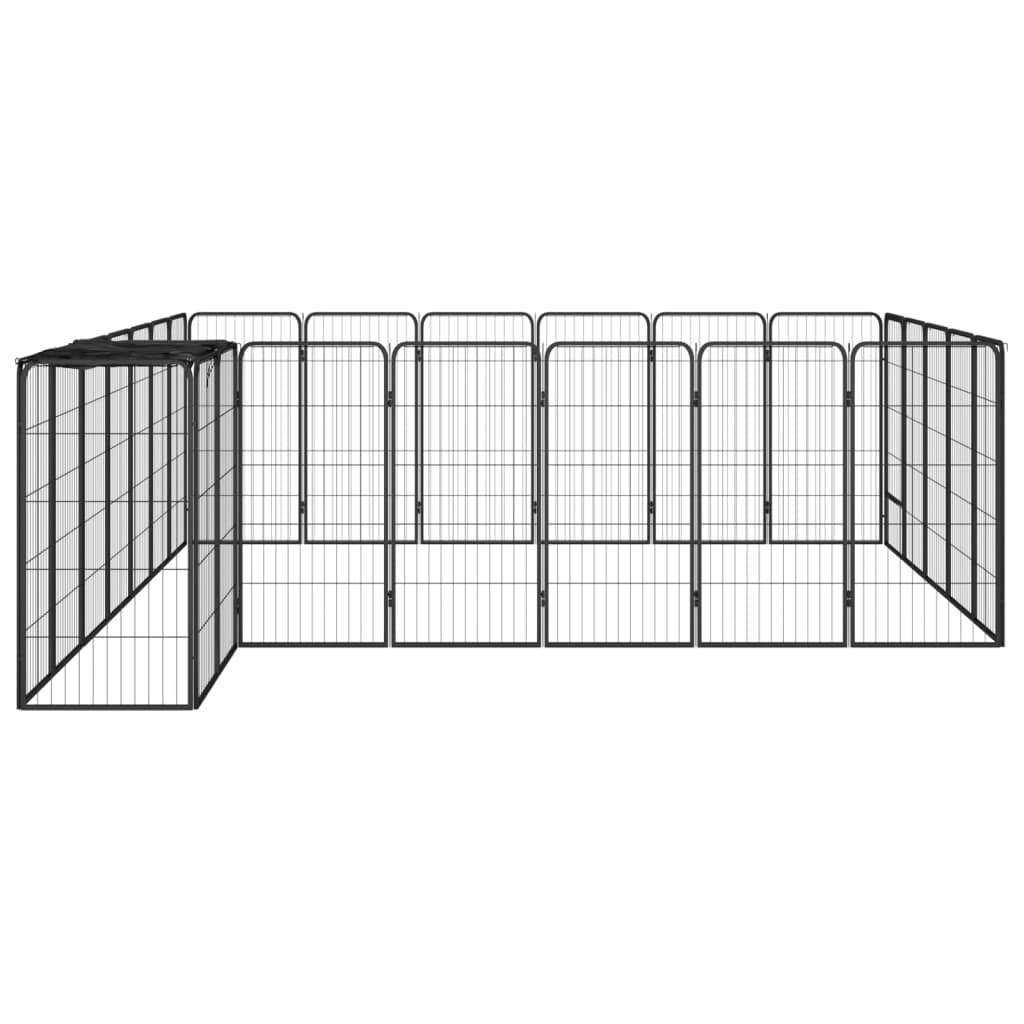 Ograda za pse s 26 panela crna 50 x 100 cm čelik obložen prahom