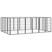 Ograda za pse s 20 panela crna 50 x 100 cm čelik obložen prahom