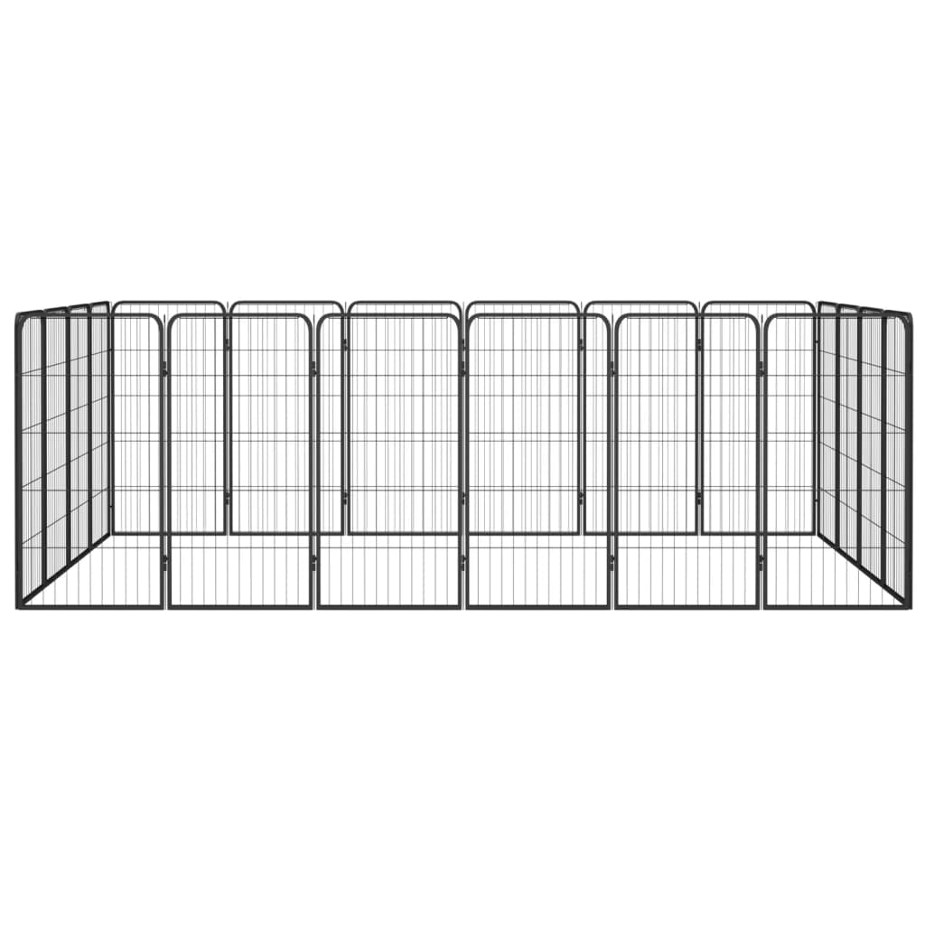 Ograda za pse s 20 panela crna 50 x 100 cm čelik obložen prahom