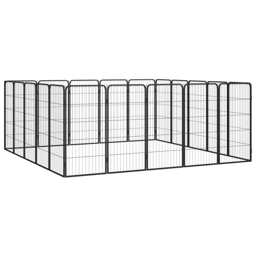 Ograda za pse s 20 panela crna 50 x 100 cm čelik obložen prahom