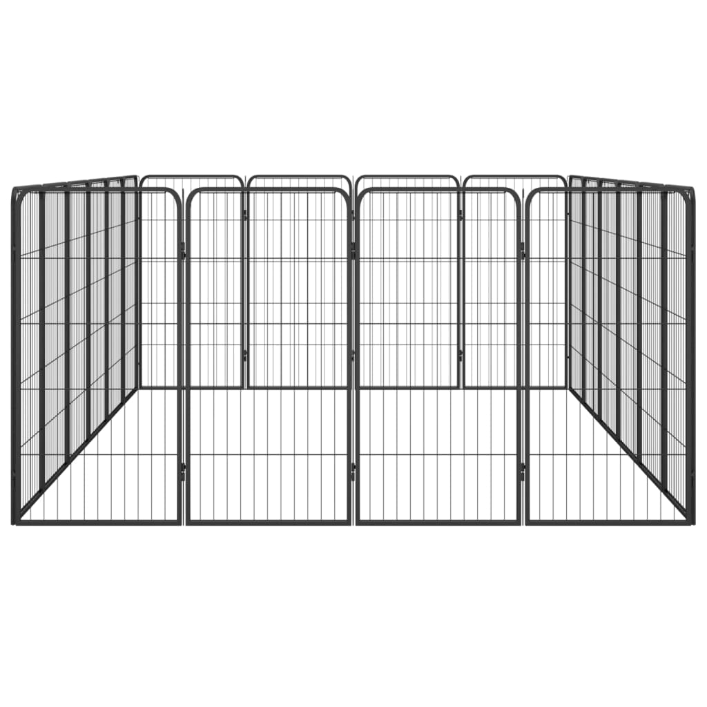 Ograda za pse s 20 panela crna 50 x 100 cm čelik obložen prahom