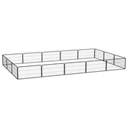 Ograda za pse s 16 panela crna 100 x 50 cm čelik obložen prahom