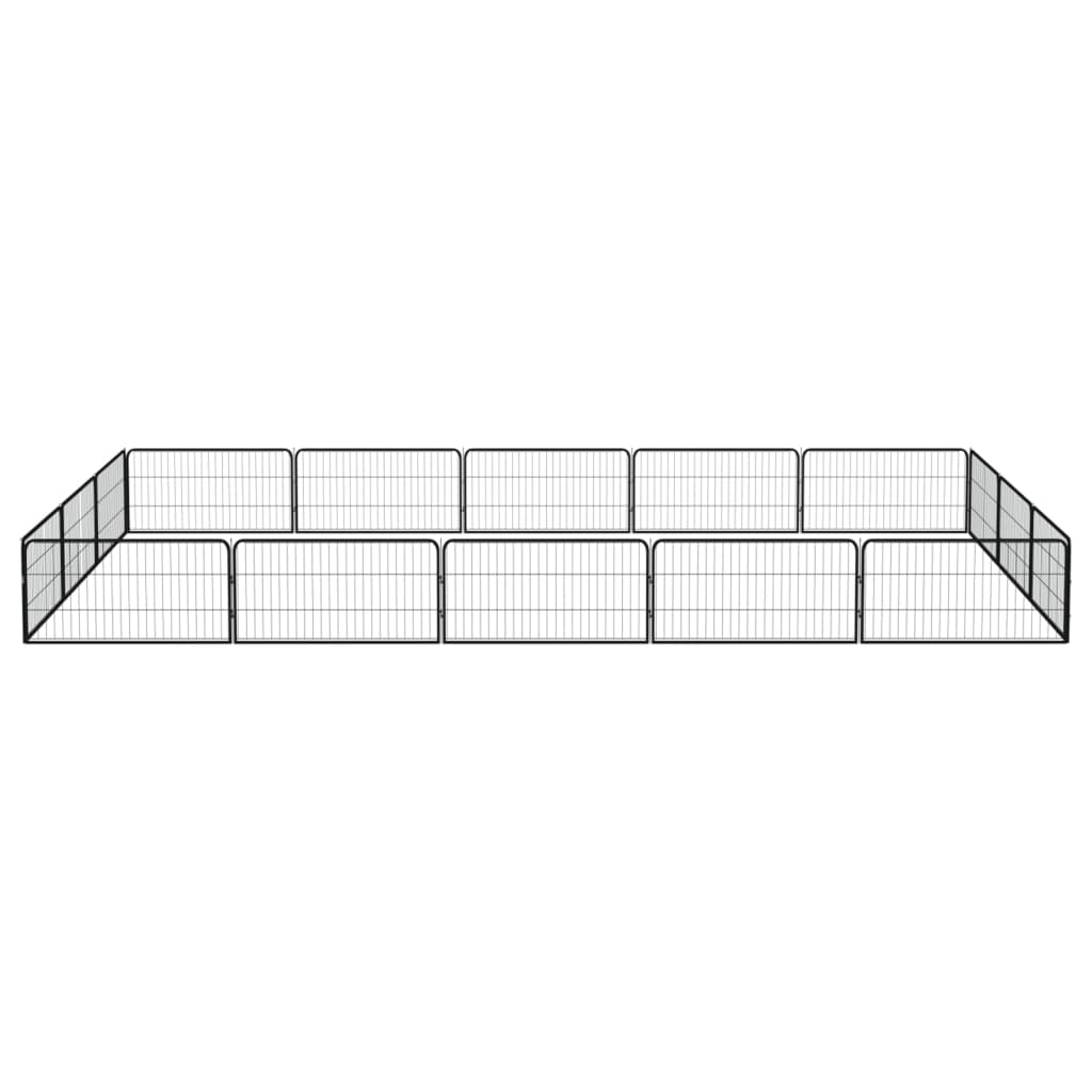 Ograda za pse s 16 panela crna 100 x 50 cm čelik obložen prahom