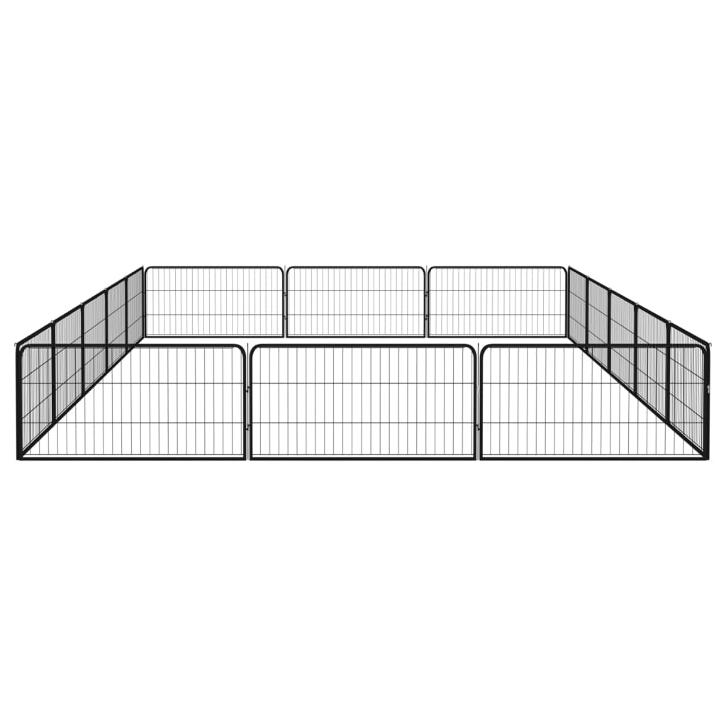 Ograda za pse s 16 panela crna 100 x 50 cm čelik obložen prahom