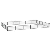 Ograda za pse s 20 panela crna 100 x 50 cm čelik obložen prahom