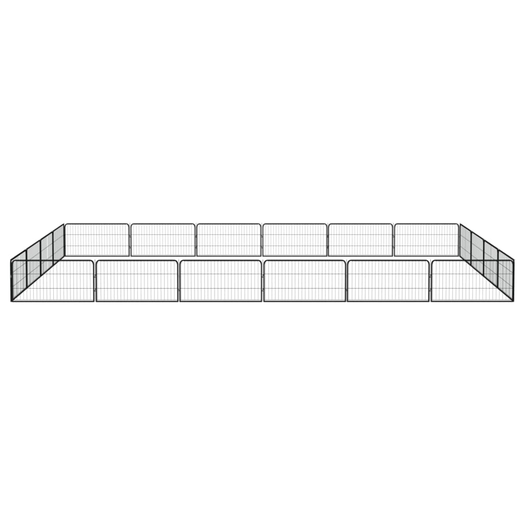 Ograda za pse s 20 panela crna 100 x 50 cm čelik obložen prahom