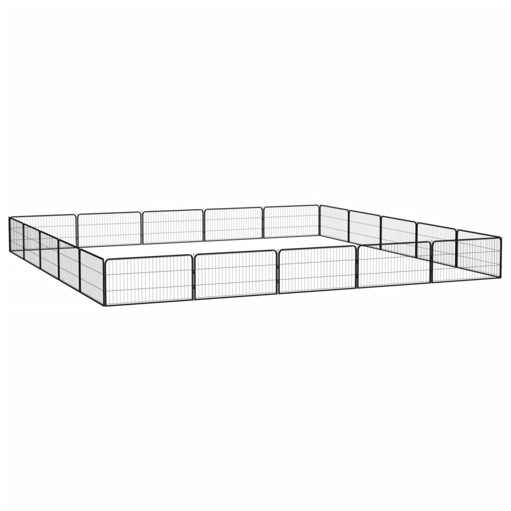 Ograda za pse s 20 panela crna 100 x 50 cm čelik obložen prahom