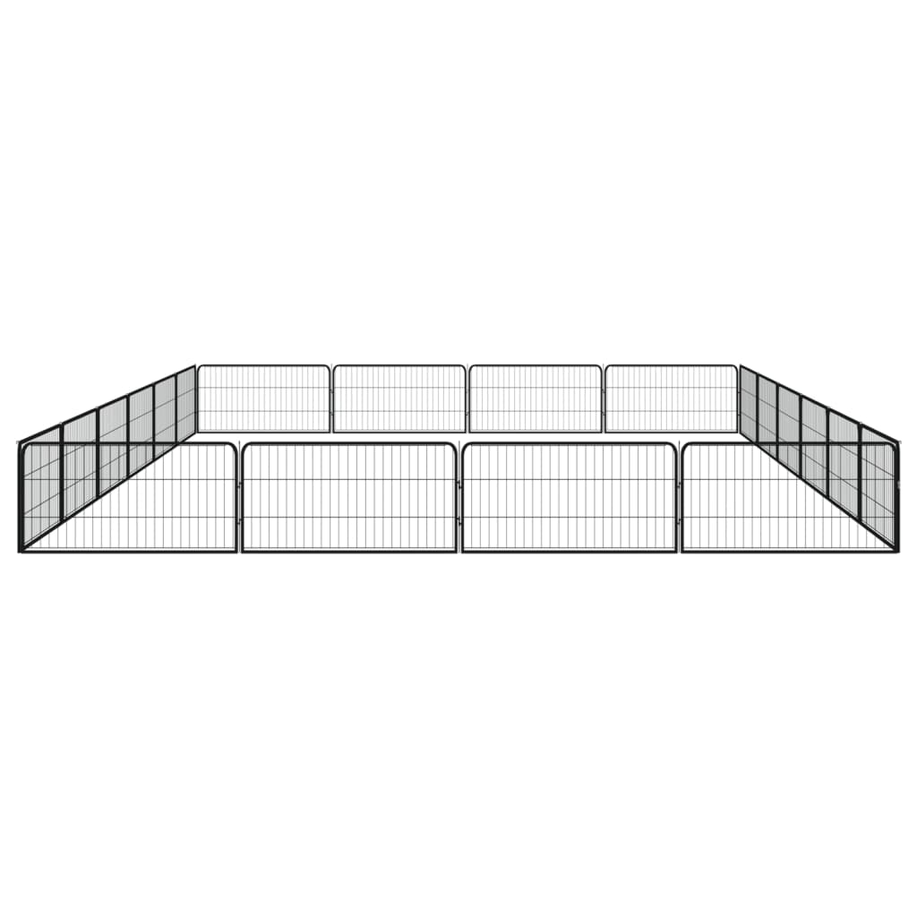 Ograda za pse s 20 panela crna 100 x 50 cm čelik obložen prahom