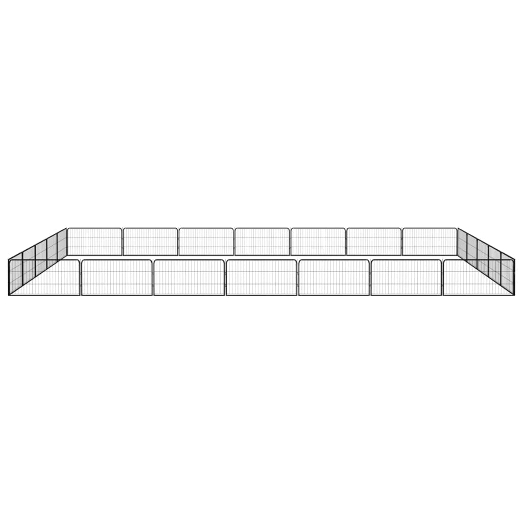Ograda za pse s 24 panela crna 100 x 50 cm čelik obložen prahom