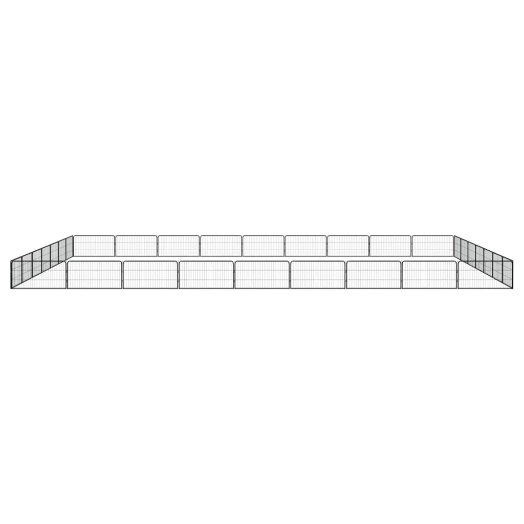 Ograda za pse s 32 panela crna 100 x 50 cm čelik obložen prahom