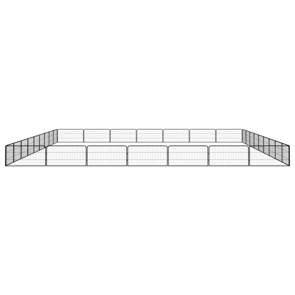 Ograda za pse s 32 panela crna 100 x 50 cm čelik obložen prahom