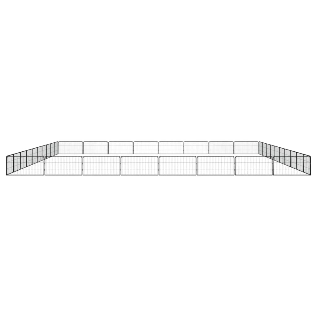 Ograda za pse s 36 panela crna 100 x 50 cm čelik obložen prahom