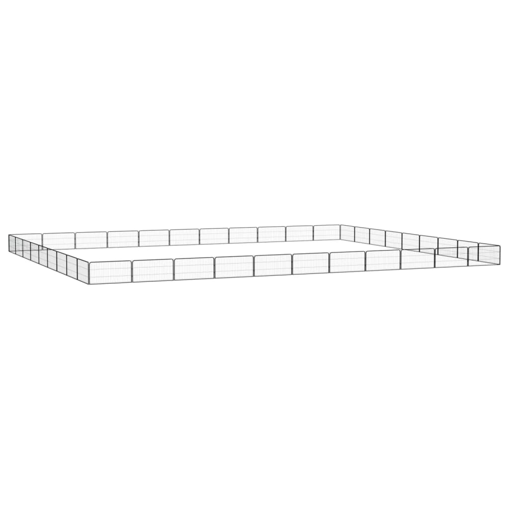 Ograda za pse s 40 panela crna 100 x 50 cm čelik obložen prahom