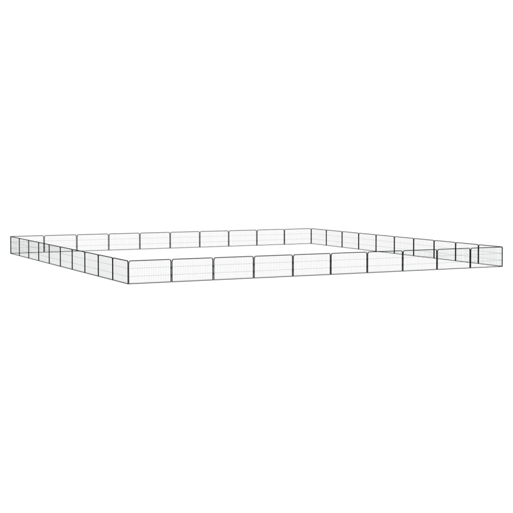 Ograda za pse s 40 panela crna 100 x 50 cm čelik obložen prahom