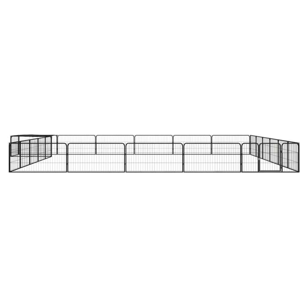Ograda za pse s 24 panela crna 100 x 50 cm čelik obložen prahom