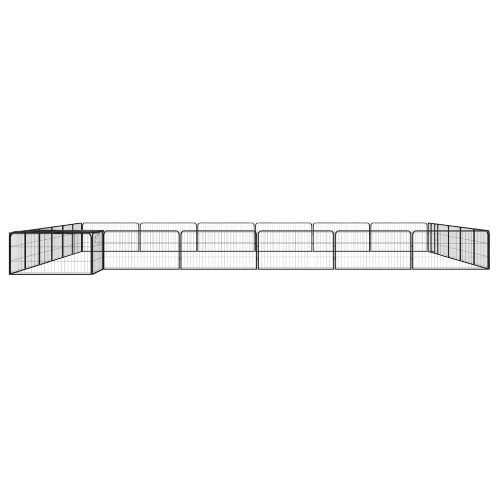 Ograda za pse s 24 panela crna 100 x 50 cm čelik obložen prahom
