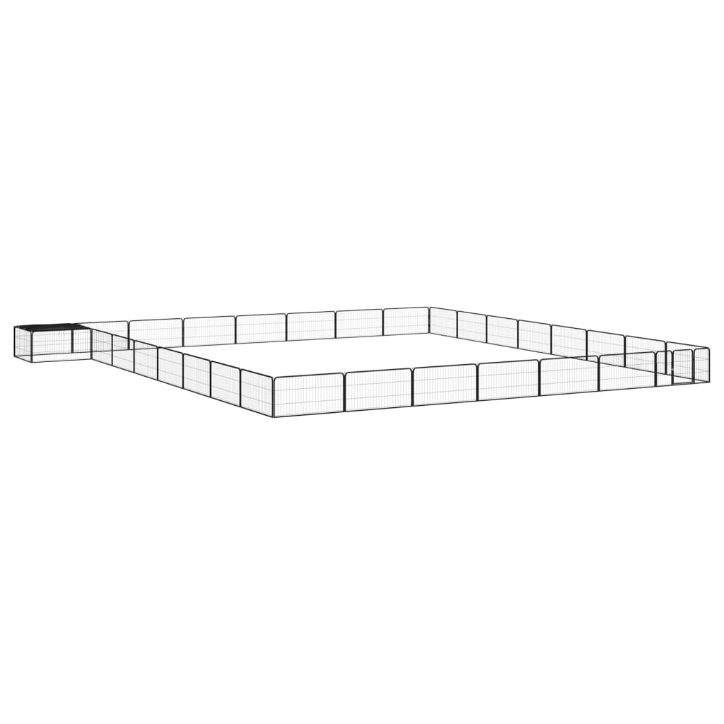 Ograda za pse s 32 panela crna 100 x 50 cm čelik obložen prahom