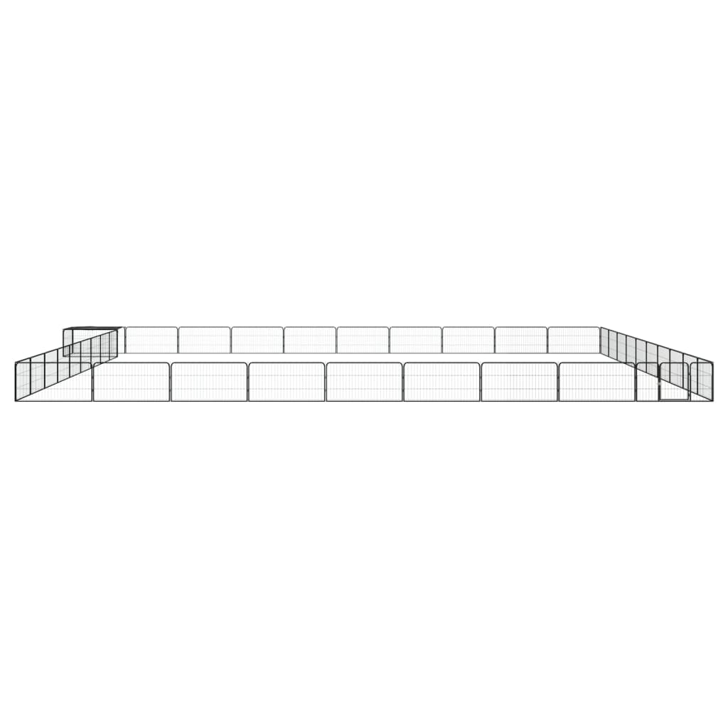 Ograda za pse s 40 panela crna 100 x 50 cm čelik obložen prahom