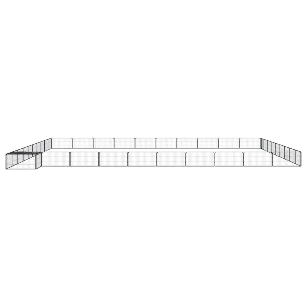 Ograda za pse s 40 panela crna 100 x 50 cm čelik obložen prahom