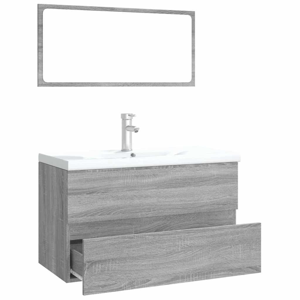 Set kupaonskog namještaja boja hrasta sonome konstruirano drvo Siva 80 x 39.5 x 45 cm