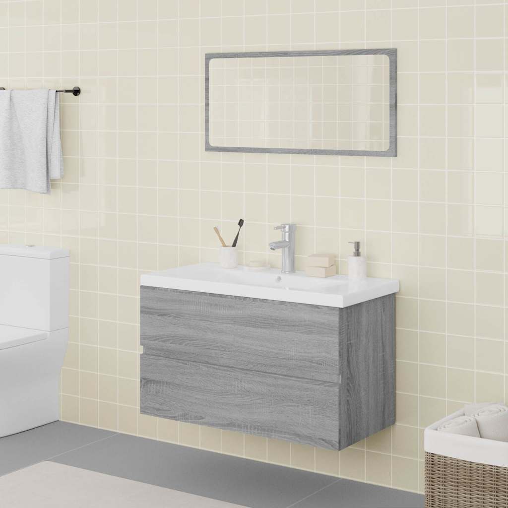 Set kupaonskog namještaja boja hrasta sonome konstruirano drvo Siva 80 x 39.5 x 45 cm