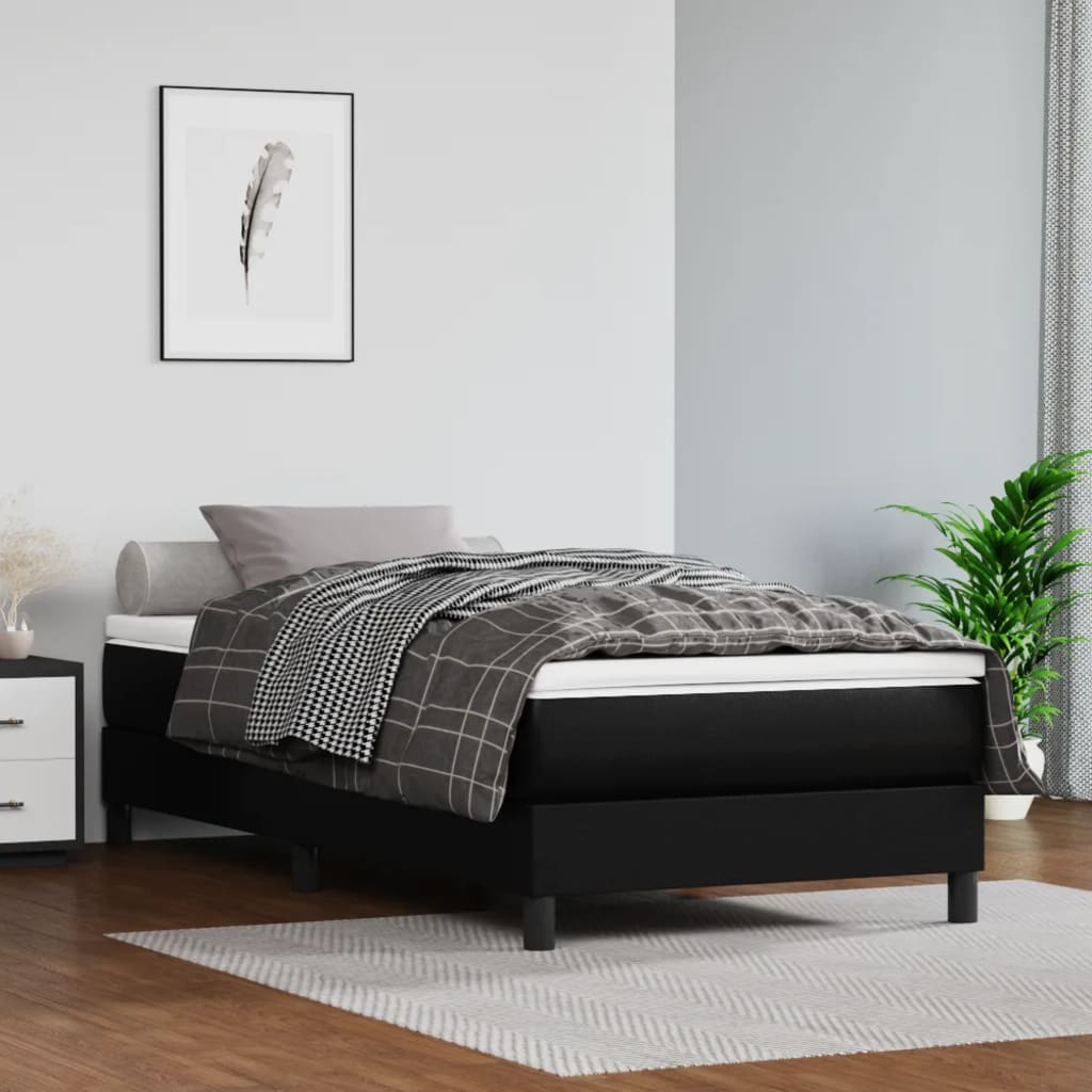 Madrac s džepičastim oprugama srednje tvrdoće crni 80x200x20 cm od umjetne kože