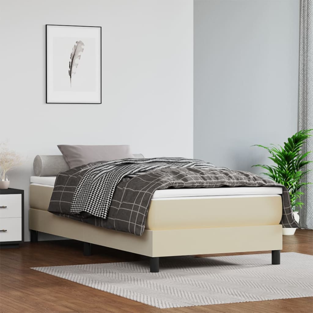 Madrac s džepičastim oprugama srednje tvrdoće krem 80x200x20 cm od umjetne kože