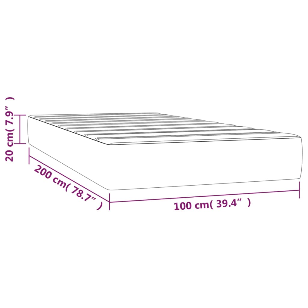 Madrac s oprugama srednje tvrdoće svjetlosivi 100x200x20 cm baršunasti
