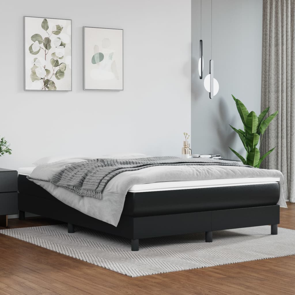 Madrac s džepičastim oprugama srednje tvrdoće crni 140x190x20 cm umjetne kože