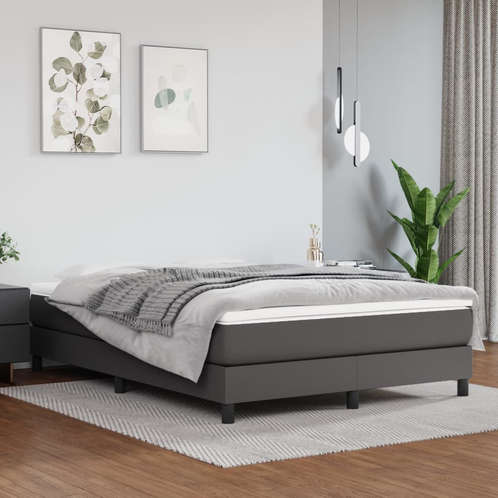 Madrac s džepičastim oprugama srednje tvrdoće sivi 140x190x20 cm umjetne kože