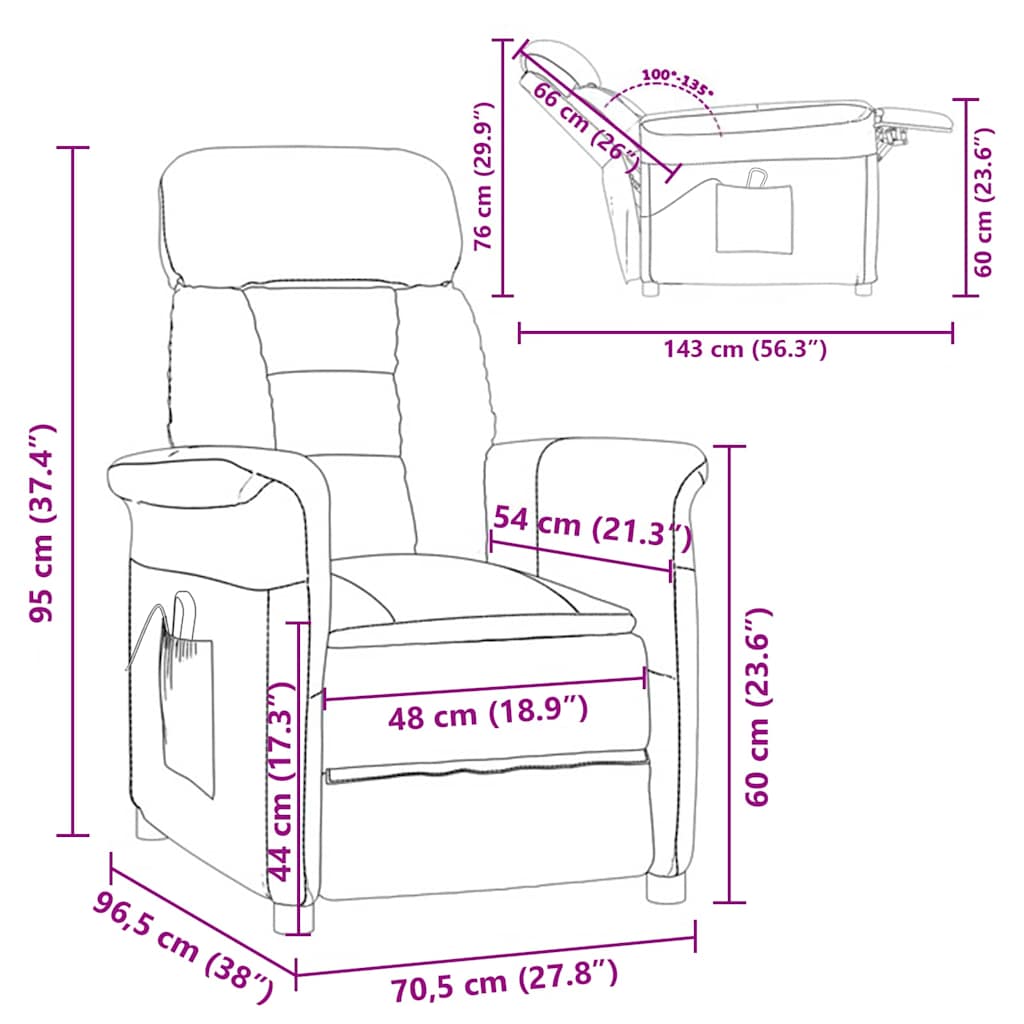 Massagerica Krema 96,5 x 70,5 x 95 cm Mikro Vlakna