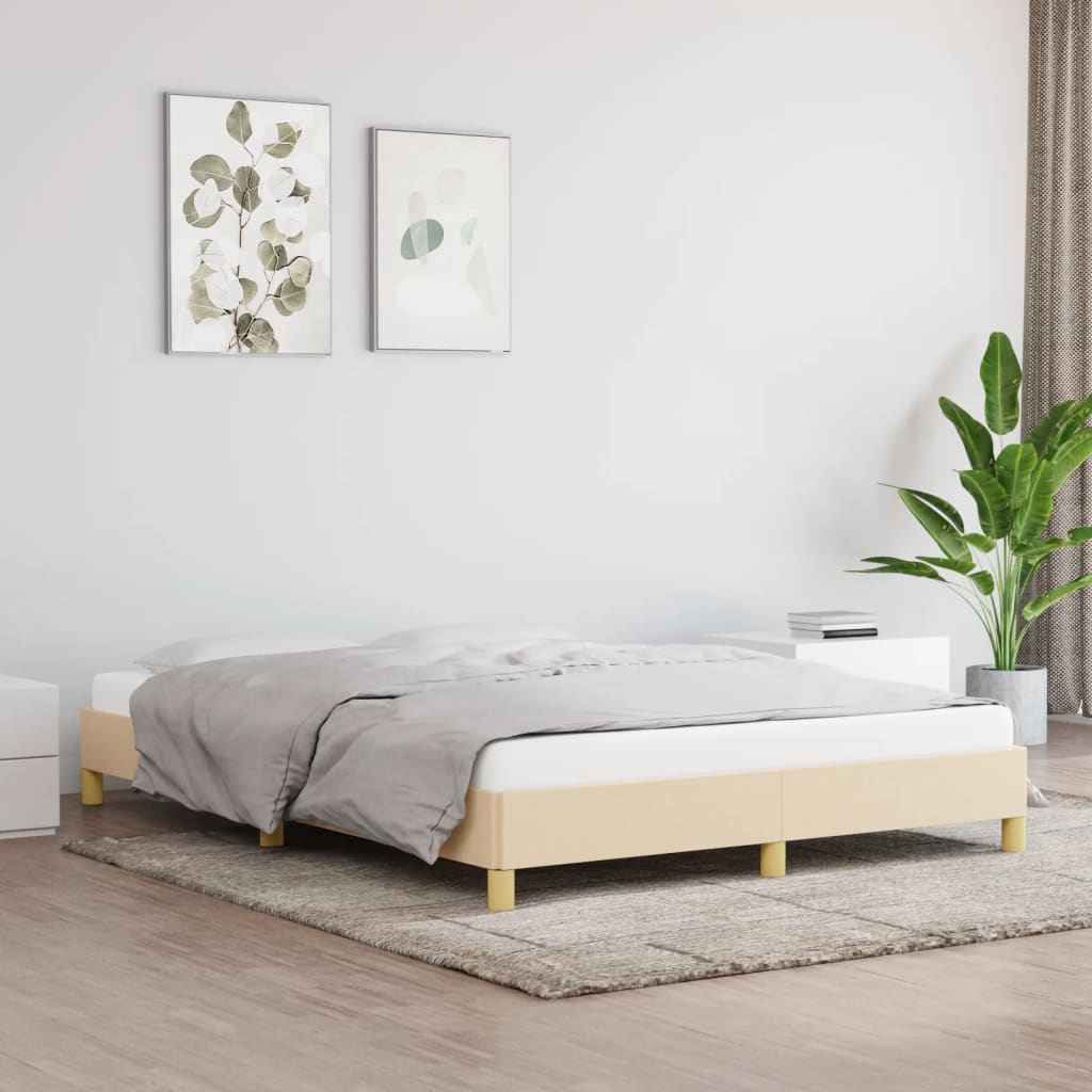 Okvir za krevet bez madraca krem 140 x 190 cm od tkanine