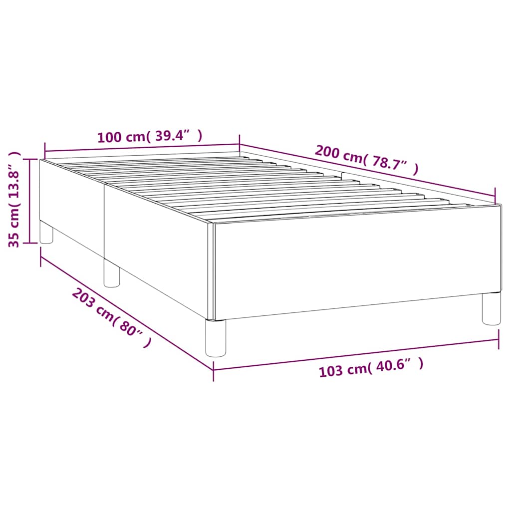 Okvir kreveta bez madraca svjetlosivi 100x200 cm od tkanine