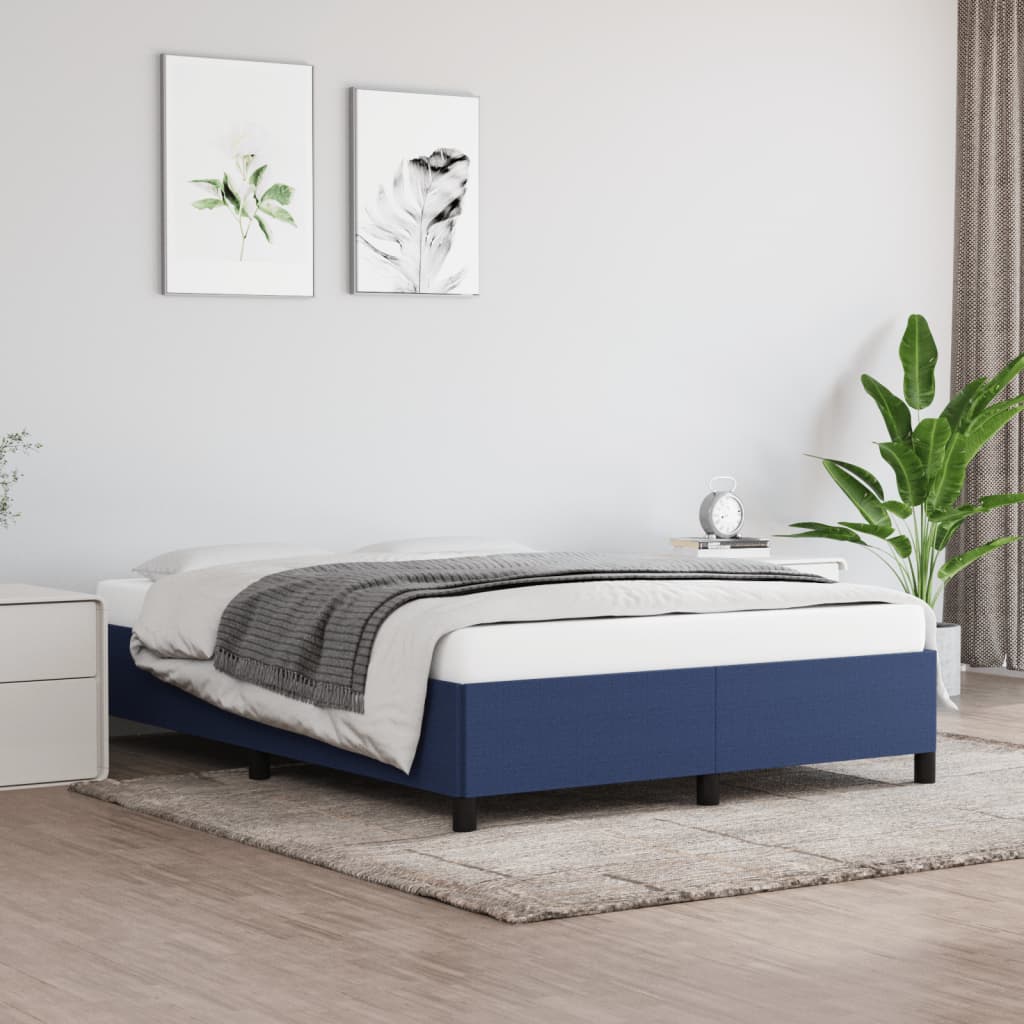 Okvir za krevet bez madraca plavi 140 x 190 cm od tkanine
