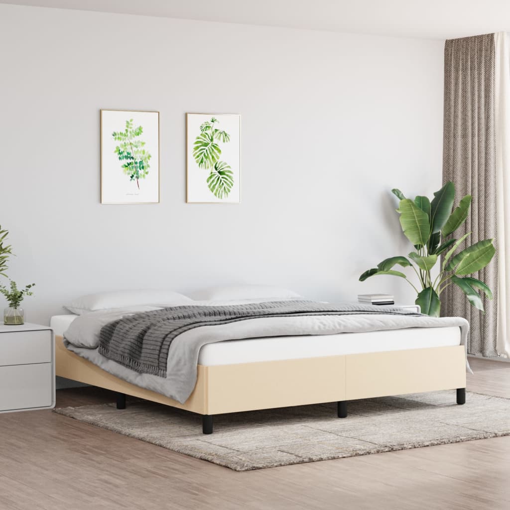 Okvir za krevet bez madraca krem 180 x 200 cm od tkanine
