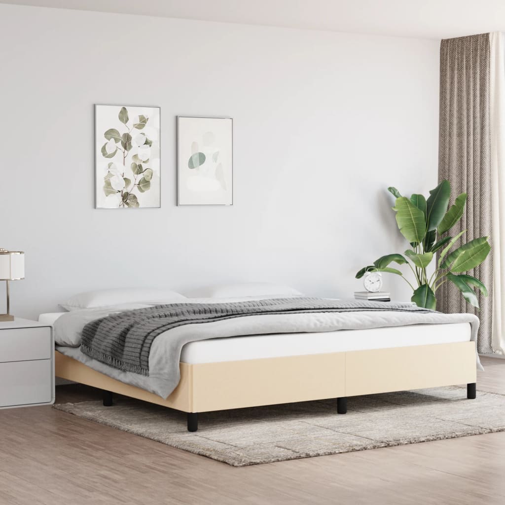 Okvir za krevet bez madraca krem 200x200 cm od tkanine