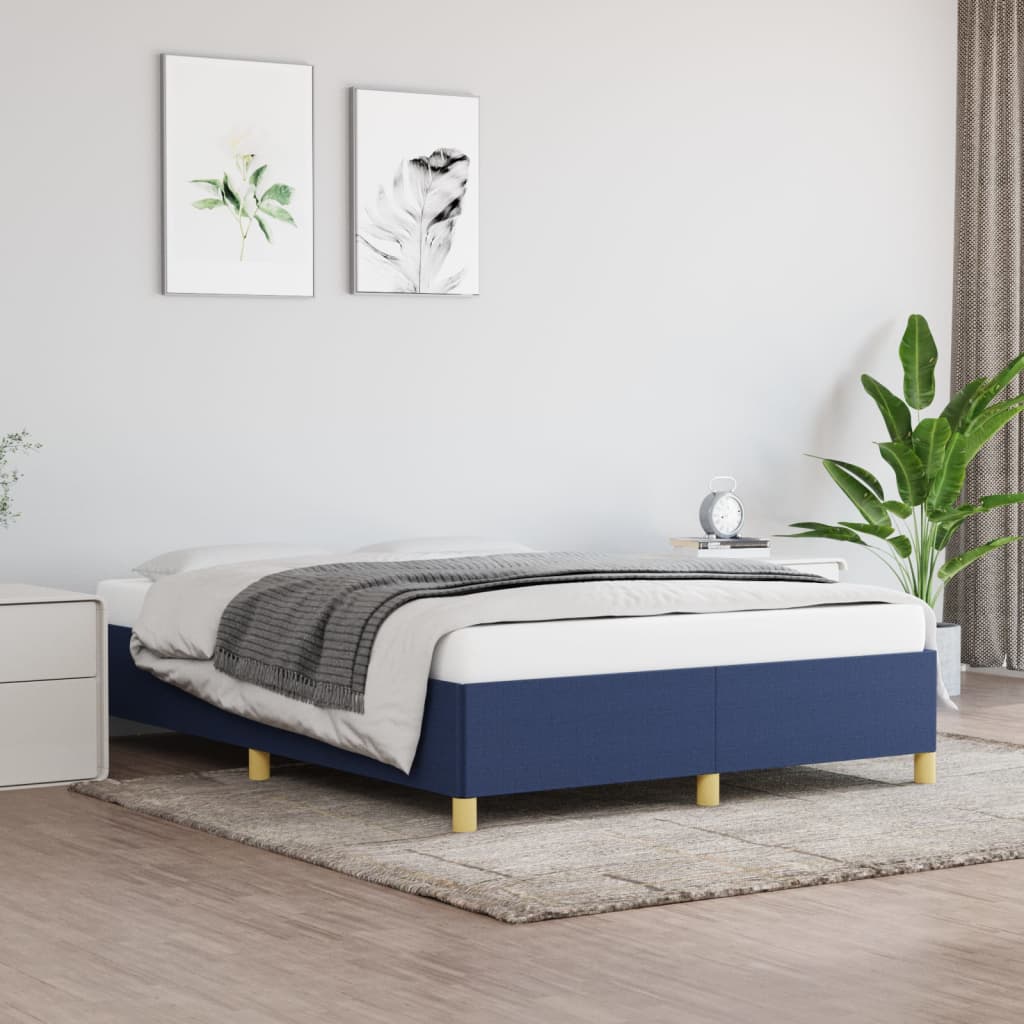 Okvir za krevet bez madraca plavi 140 x 190 cm od tkanine