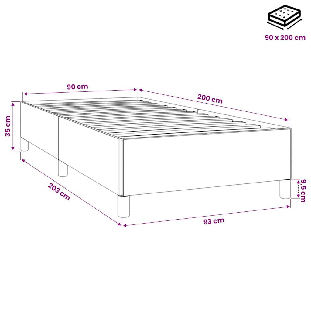 Okvir za krevet bez madraca tamnoplavi 90x200 cm baršunasti