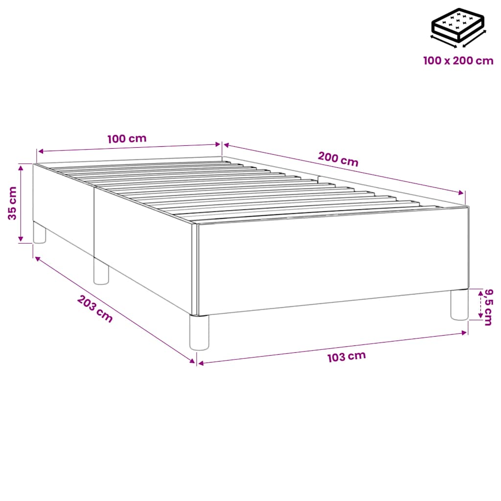 Okvir za krevet bez madraca tamnoplavi 100x200 cm baršunasti