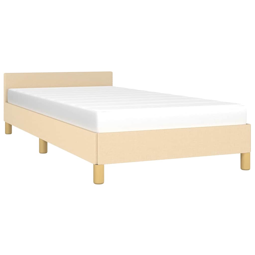 Okvir kreveta s uzglavljem bez madraca krem 90x190cm od tkanine