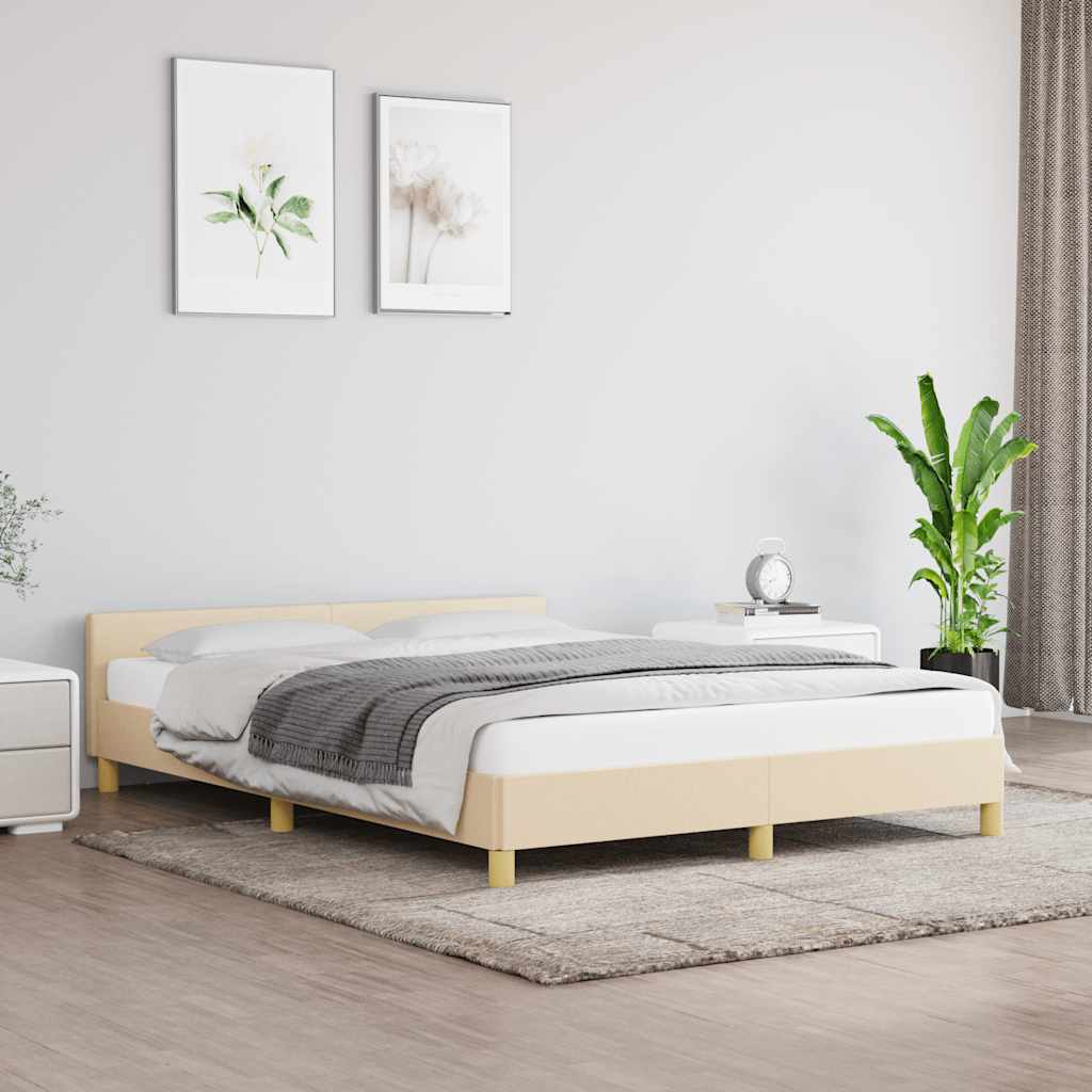 Okvir za krevet bez madraca krem 140 x 190 cm od tkanine