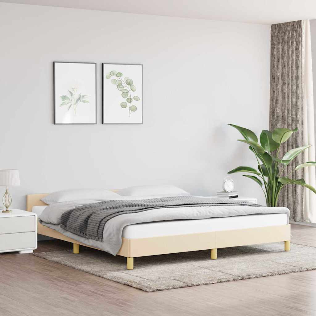 Okvir za krevet bez madraca krem 160x200 cm od tkanine