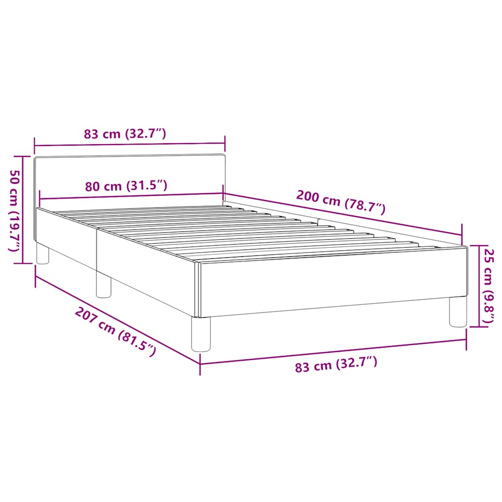 Okvir za krevet s uzglavljem bez madraca bijeli 80x200 cm