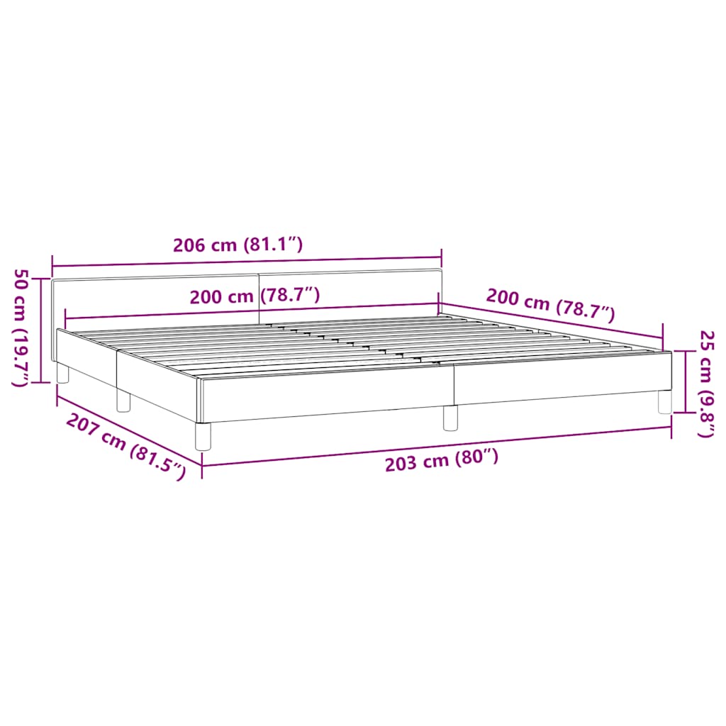 Okvir kreveta s uzglavljem bez madraca crni 200x200 cm