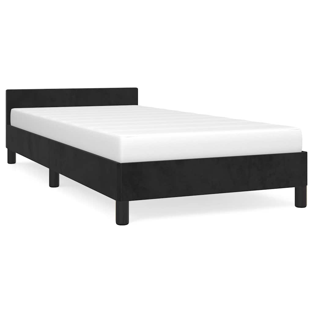 Okvir kreveta s uzglavljem bez madraca crni 90x200cm baršunasti