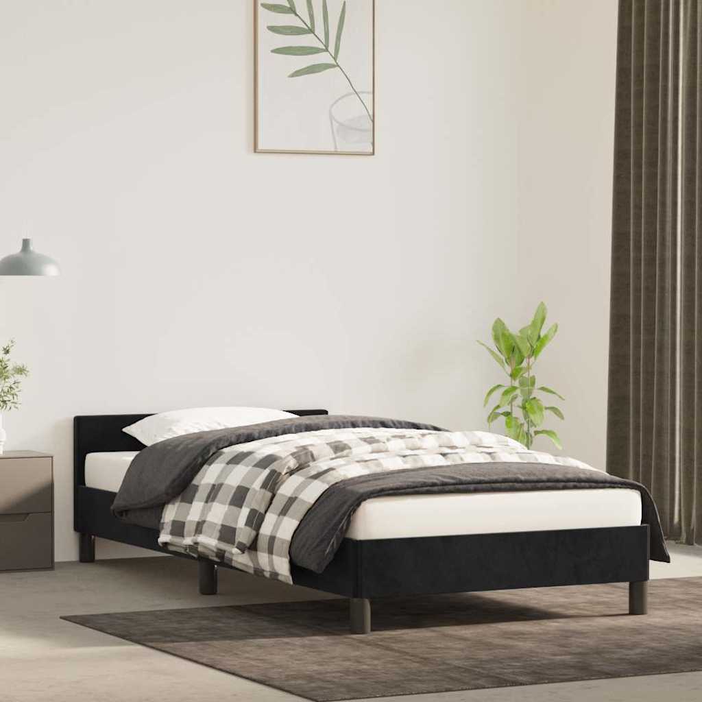 Okvir kreveta s uzglavljem bez madraca crni 90x200cm baršunasti