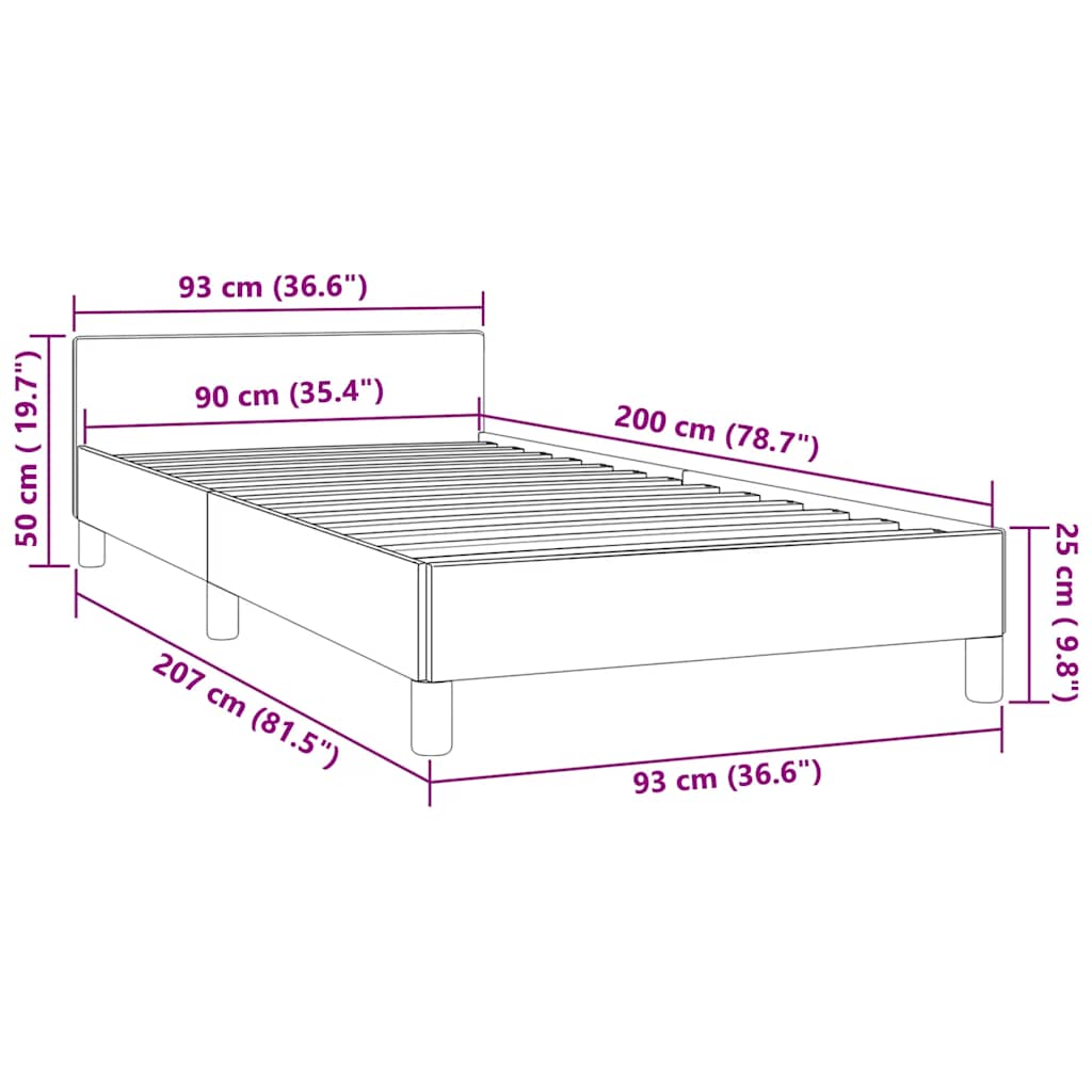Okvir za krevet bez madraca tamnozeleni 90x200 cm baršunasti