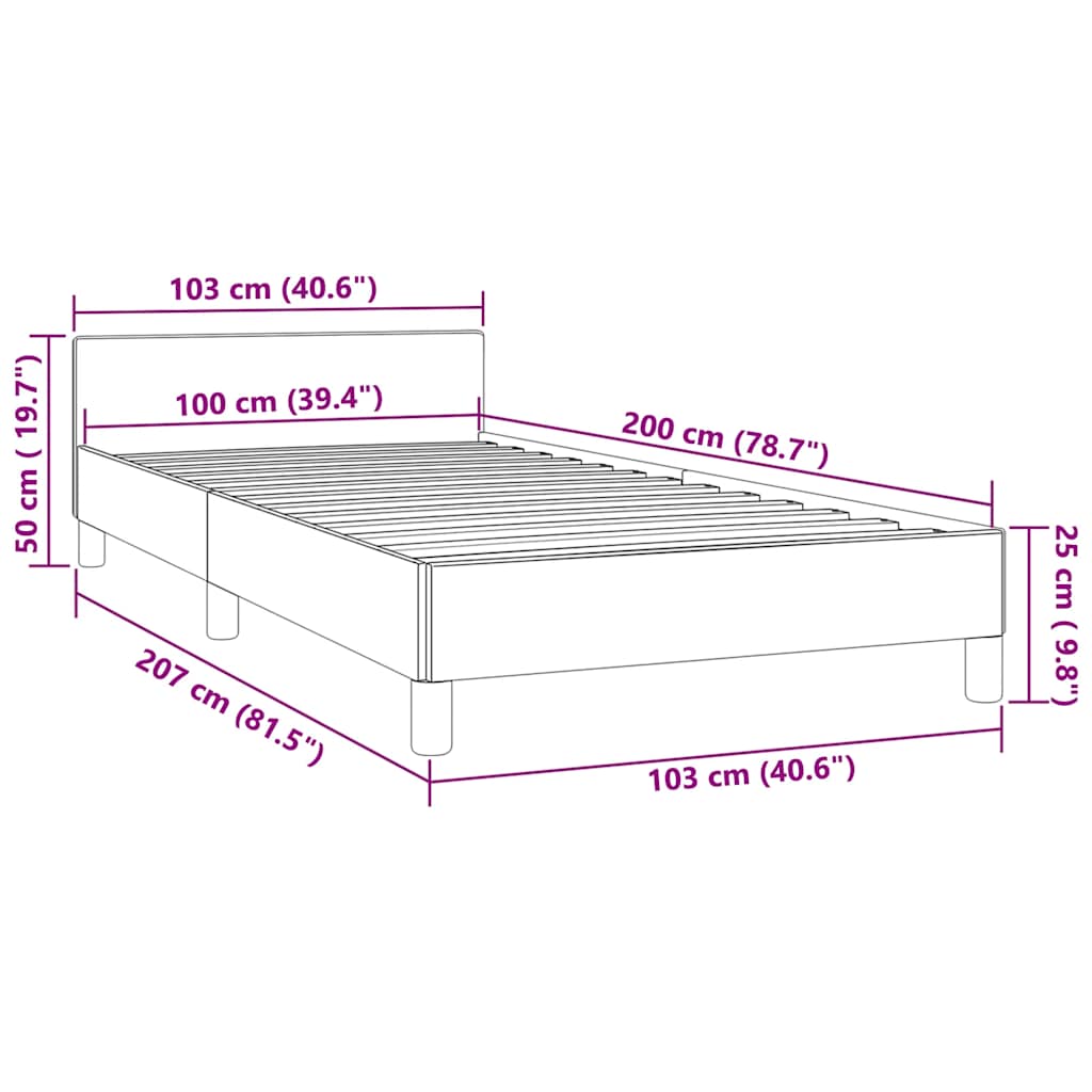 Okvir za krevet bez madraca tamnoplavi 100x200 cm baršunasti