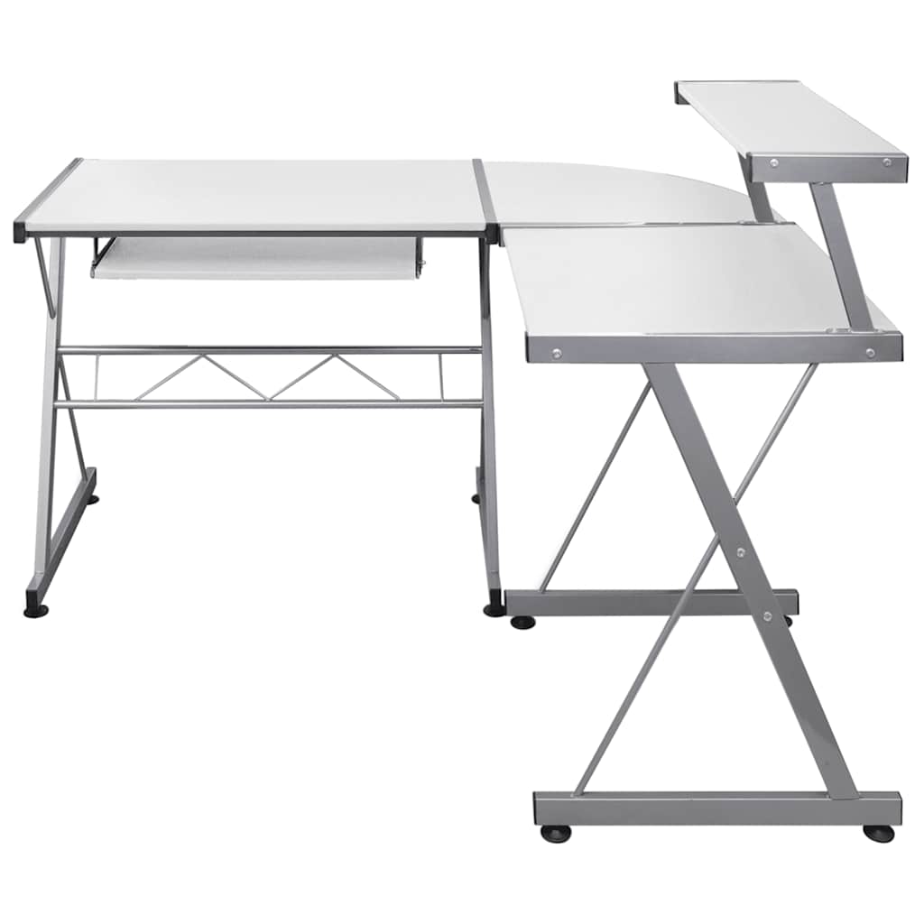 Kutni stol za računalo bijeli 132x112x99 cm konstruirano drvo