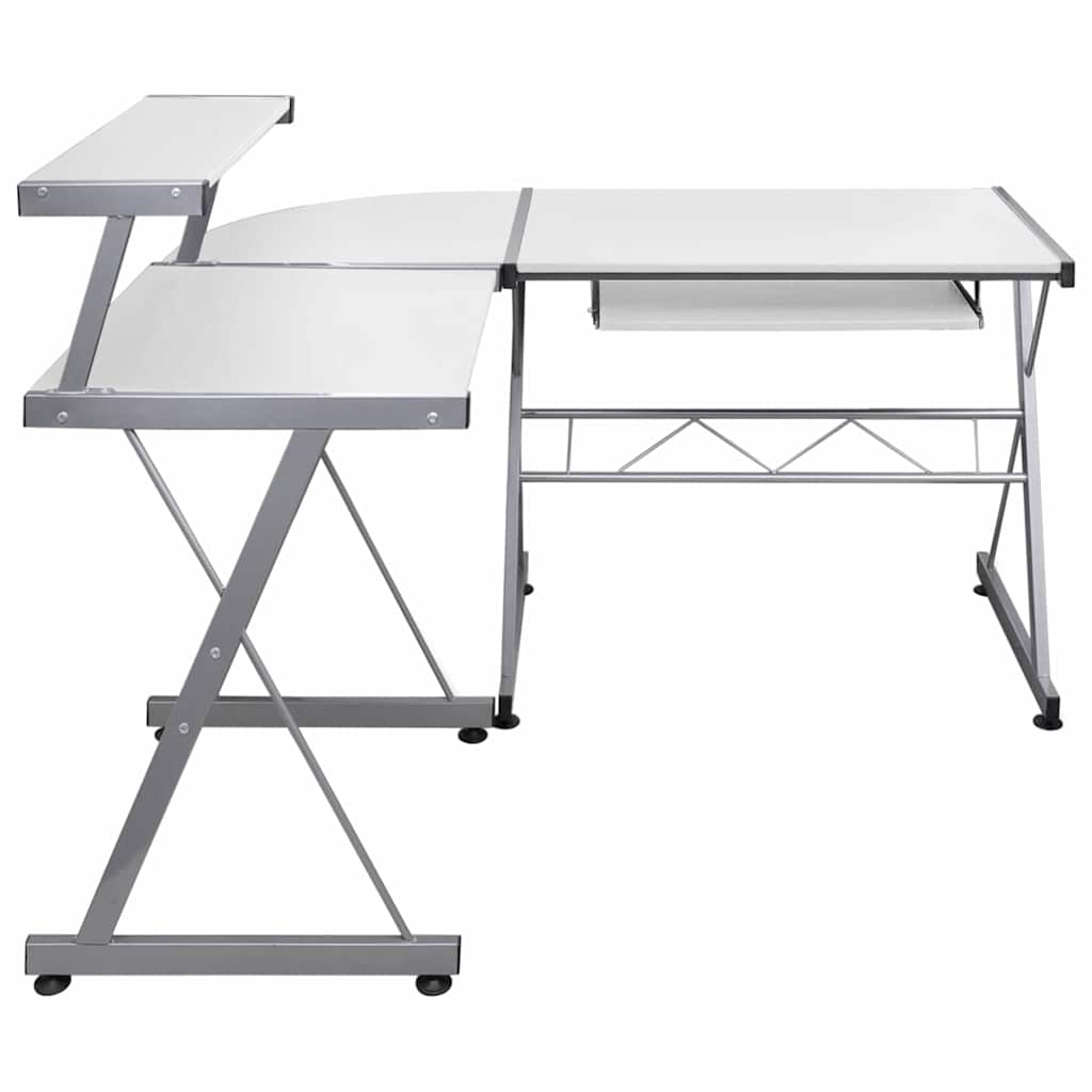Kutni stol za računalo bijeli 132x112x99 cm konstruirano drvo